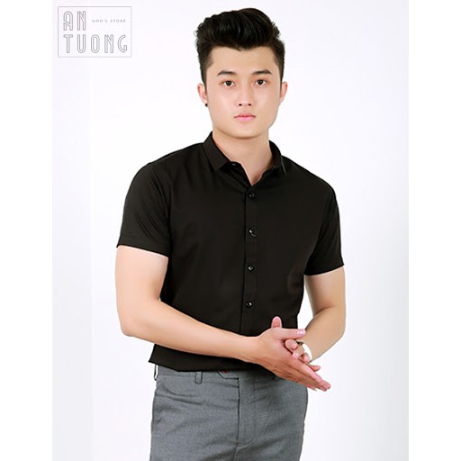 Áo Sơ Mi Nam Tay Ngắn Trắng Đen chất đẹp, sơ mi nam cộc tay body Hàn Quốc