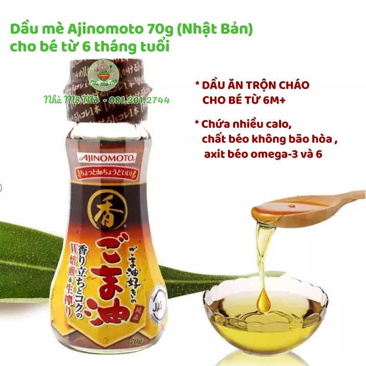 Dầu Mè Ajinomoto Nhật Cho Bé Ăn Dặm 70g [DATE 6/2023] - Nhà Mỡ Mỡ