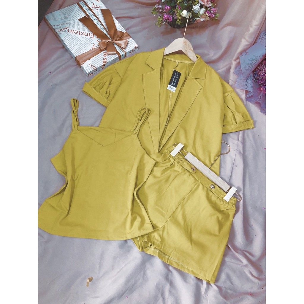 Sét Vest  3 món KÈM HÌNH THẬT  gồm ÁO VEST + ÁO DÂY + QUẦN SORT - Thời Trang VADA - (SET 07)