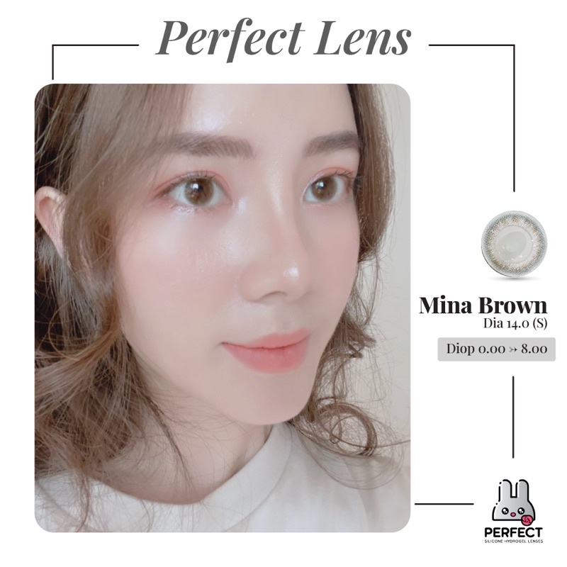 Lens Mắt , Kính Áp Tròng MINA BROWN Có Độ Cận và Không Độ , DIA 14.0 , Cho Mắt Nhạy Cảm Giá Sale