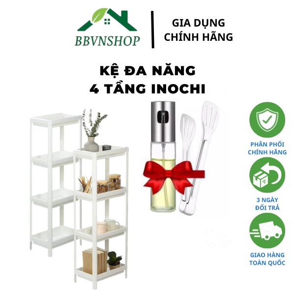 Kệ để đồ nhà bếp đa năng Inochi chia 2/3/4 tầng dùng cho nhà bếp,đựng mỹ phẩm- Tặng hộp thực phẩm vuông/ tròn/ CN 500ML