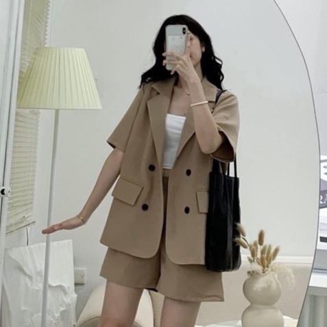 Set Áo Blazer Cộc Tay Kèm Quần Short Chất Voan | BigBuy360 - bigbuy360.vn