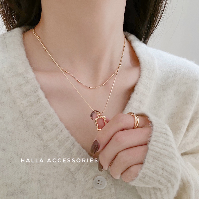 Dây chuyền Vòng cổ Choker TITAN basic chain 2 lớp dây tách biệt HALLA