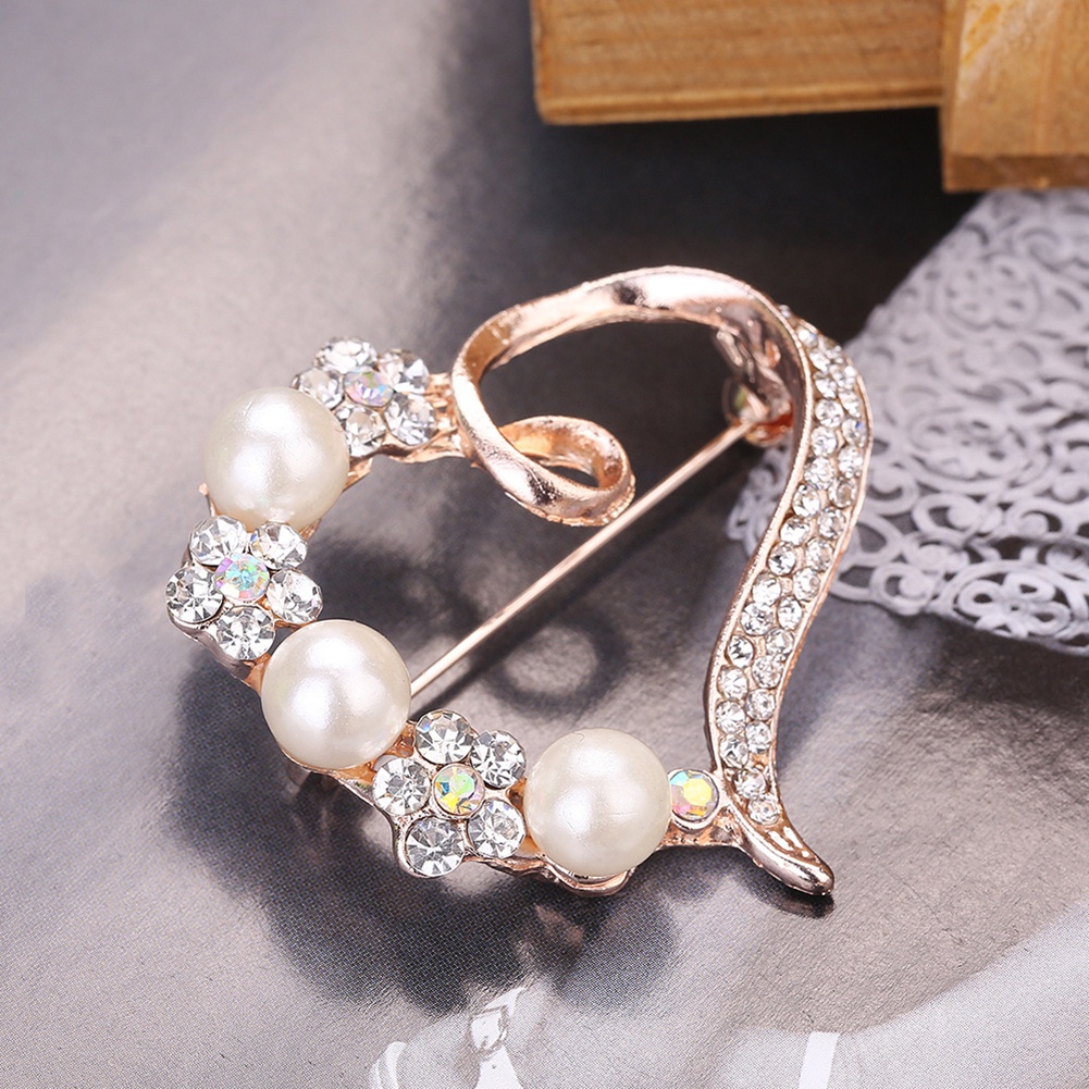 Ghim CàI ÁO HìNh TráI Tim ĐíNh Kim Cương NgọC Trai Giả ThờI Trang Cho Nữ