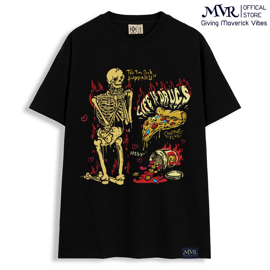 Ao thun unisex thời gian tìm kiếm hạn phúc đầu lâu chất MVR size rộng tee Mỹ BB4115