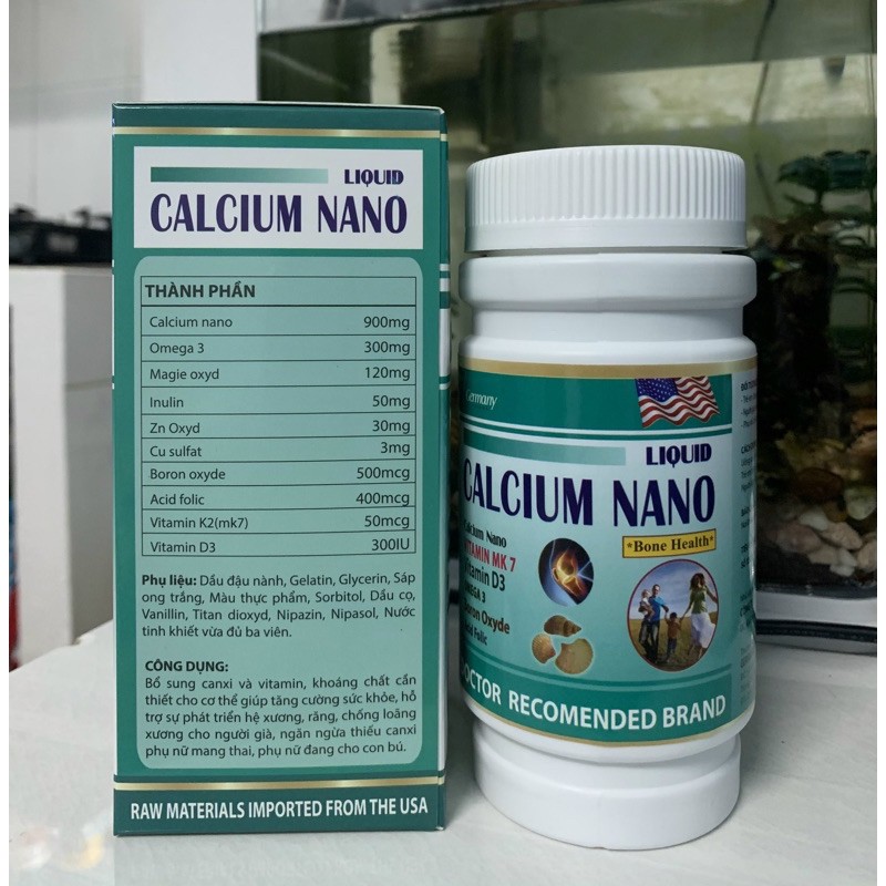 LIQUID CANXI NANO Chống Còi Xương, Loãng Xương Lọ 100 viên chính hãng