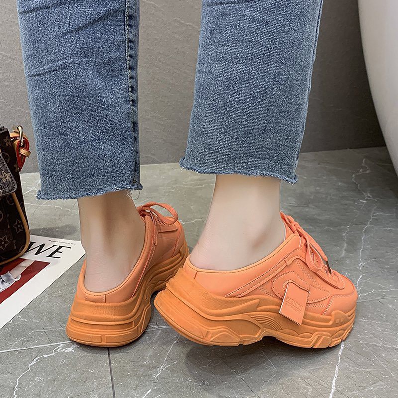 (VIDEO) Giày Sục Nữ Viền Lá Đế Độn 5CM 3 màu siêu xinh