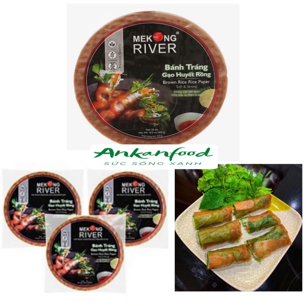 Bánh tráng gạo lứt huyết rồng Mekong River 22cm-300g [Cuốn gỏi]