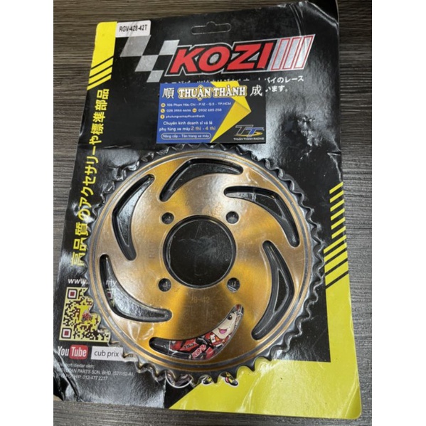 Dĩa tải Kozi Vàng 42T - Su Sport/Xipo/RGV120/RG110/Satria2k/RGX