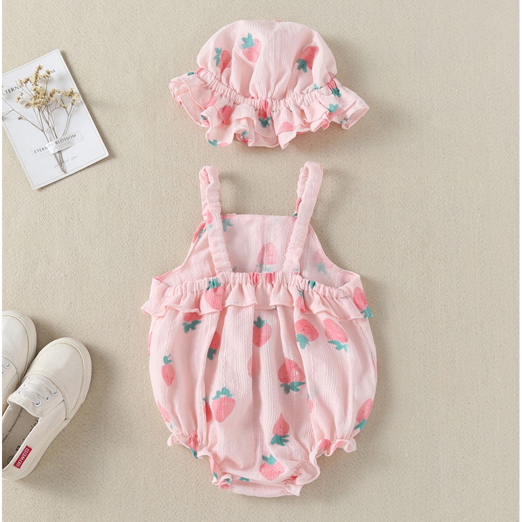 Bộ Bodysuit Một Mảnh Hình Quả Dâu Cho Bé Sơ Sinh, Bé Gái