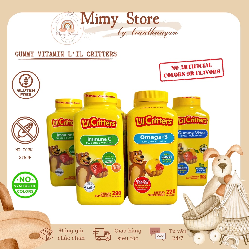 Kẹo Dẻo Gấu Vitamin Tổng Hợp L'IL CRITTERS Gummy Vites Multivitamin - Hộp 300 viên - Số 1 Tại Mỹ