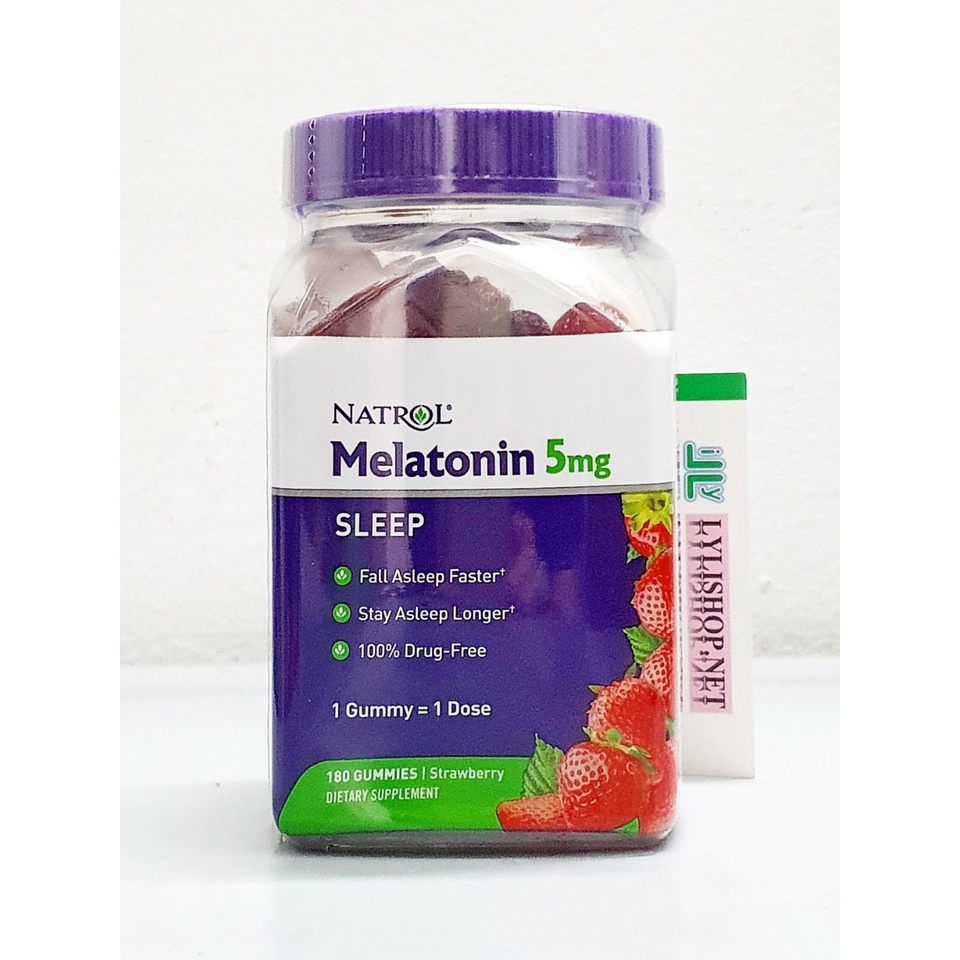 date 4/24 - Kẹo dẻo ngủ ngon Natrol Melatonin 5mg Gummies 180 viên hãng natrol của Mỹ ( vị dâu)