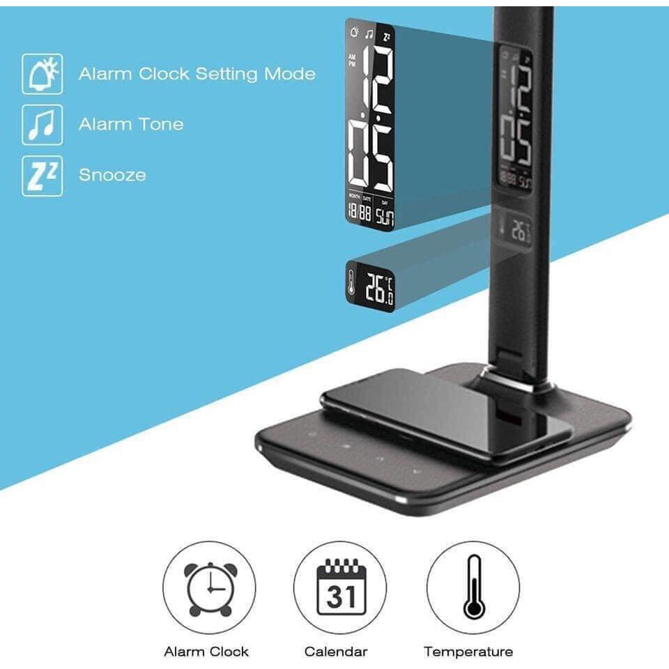 Đèn bàn chống cận Wilit U13AQ tích hợp sạc không dây smartphone