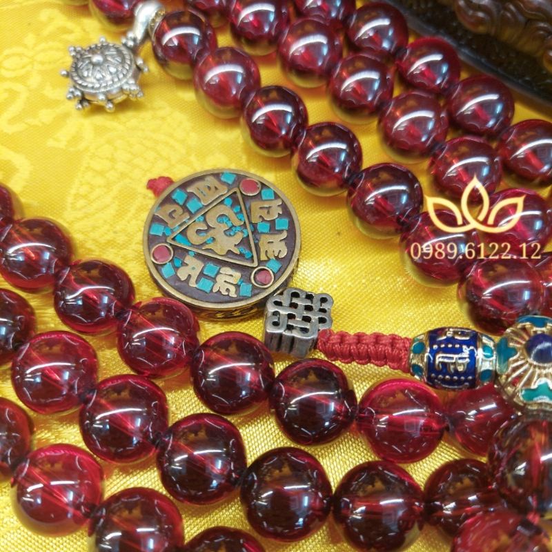 Chuỗi 108 hạt đá Topaz tự nhiên 14 ly