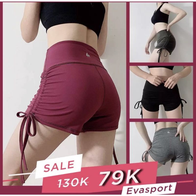 Quần đùi nữ tập gym yoga dây rút cạp cao lưng cao NaQI Vải dày cao cấp co giãn tốt ôm dáng