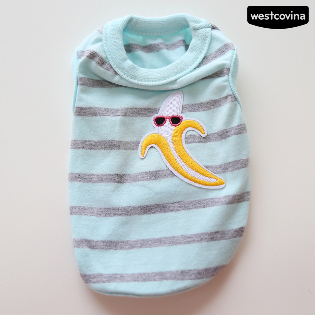 [Mới]♞Áo Thun Họa Tiết Sọc Thoáng Khí Thời Trang Dành Cho Thú Cưng