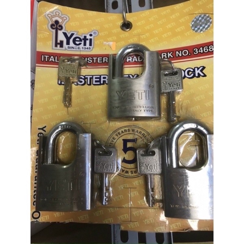 BỘ 3 Ổ KHOÁ YETI 60MM LOẠI DÙNG CHUNG 1 CHÌA KHOÁ TỔNG (HÀNG CHÍNH HÃNG)