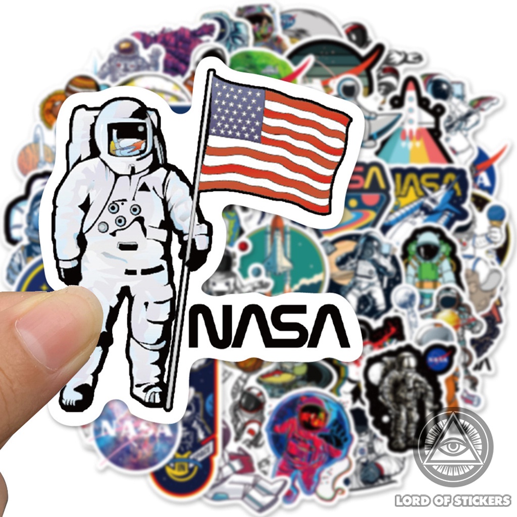 Set 50 Hình Dán Sticker NASA Chủ Đề Không Gian Vũ Trụ Cute Chống Thấm Nước Trang Trí Mũ Bảo Hiểm, Laptop, Ván Trượt, Sổ