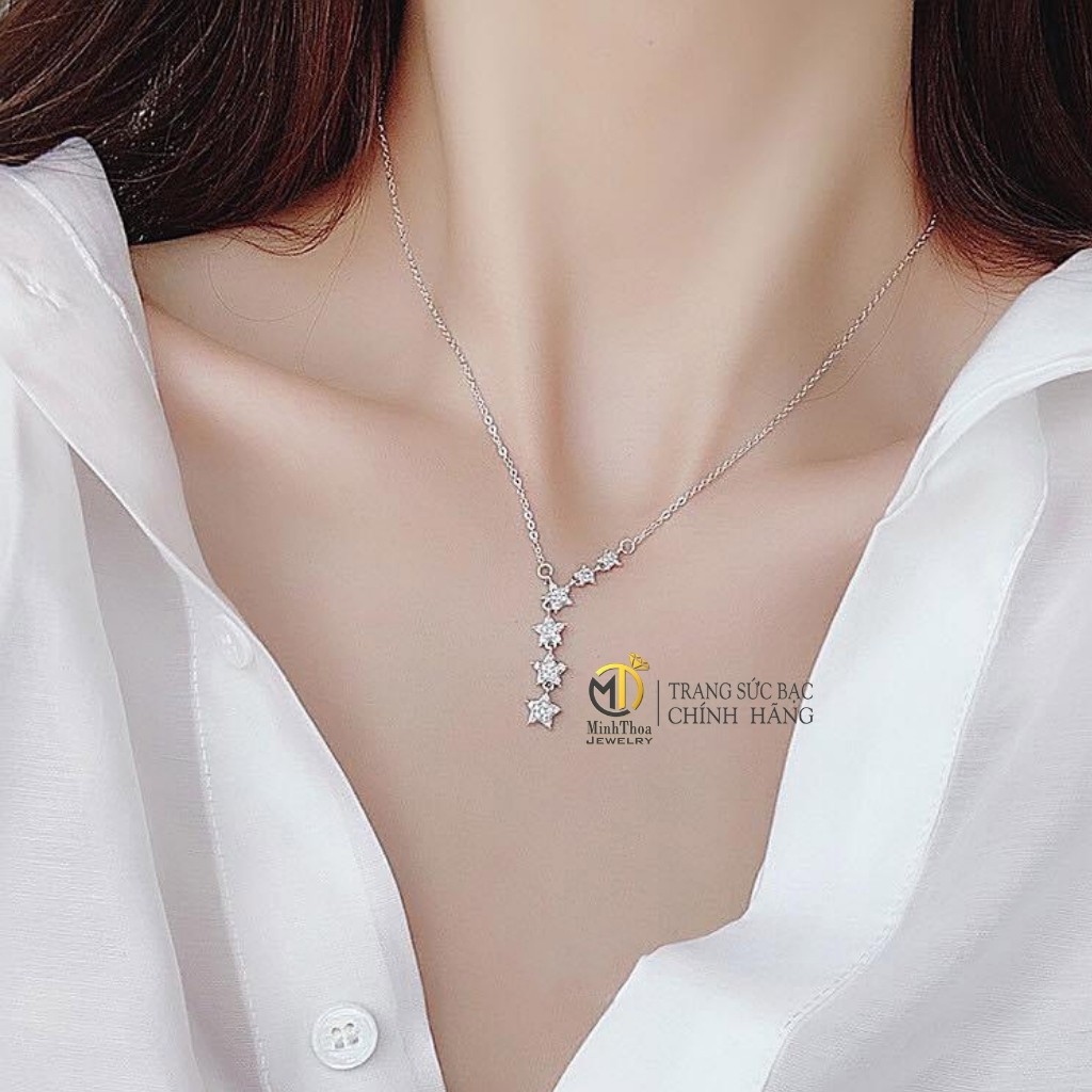 Dây chuyền nữ bạc đẹp,vòng cổ dáng dài hình sao nhỏ trang sức bạc Minh Thoa JEWELRY