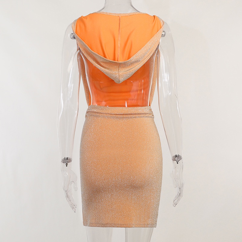 Đầm Sát Nách Cổ Chữ V Có Mũ Trùm Khoét Sâu Gợi Cảm L0729