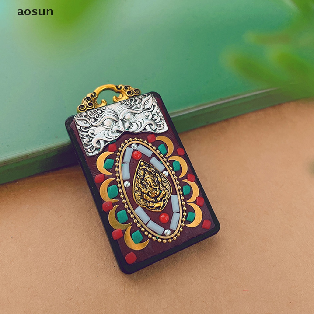 Aosun Vòng cổ Mặt Hình Tượng Phật Thượng Hải Nepal Bằng Gỗ Mun Độc Đáo