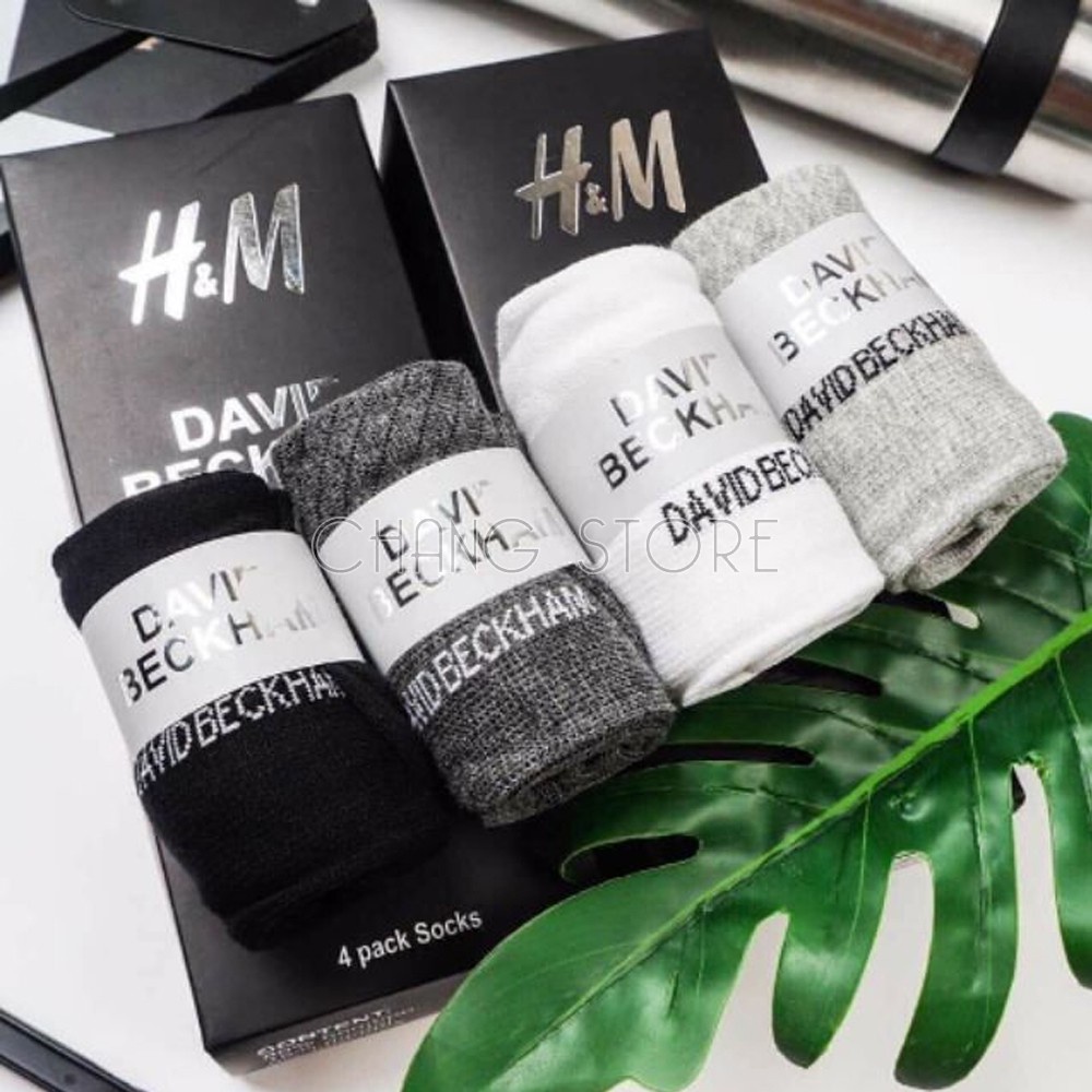 Hộp 4 đôi tất H&amp;M David Beckham xịn xò hàng chuẩn xịn cho nam mềm mại, thông thoáng