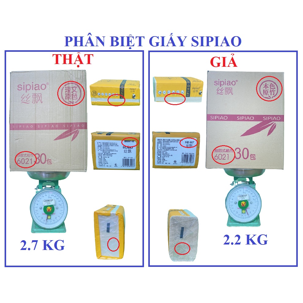 Thùng 30 gói giấy ăn Sipiao 6021/ giấy rút gấu/ giấy ăn gấu trúc (mẫu 300 tờ/ gói)