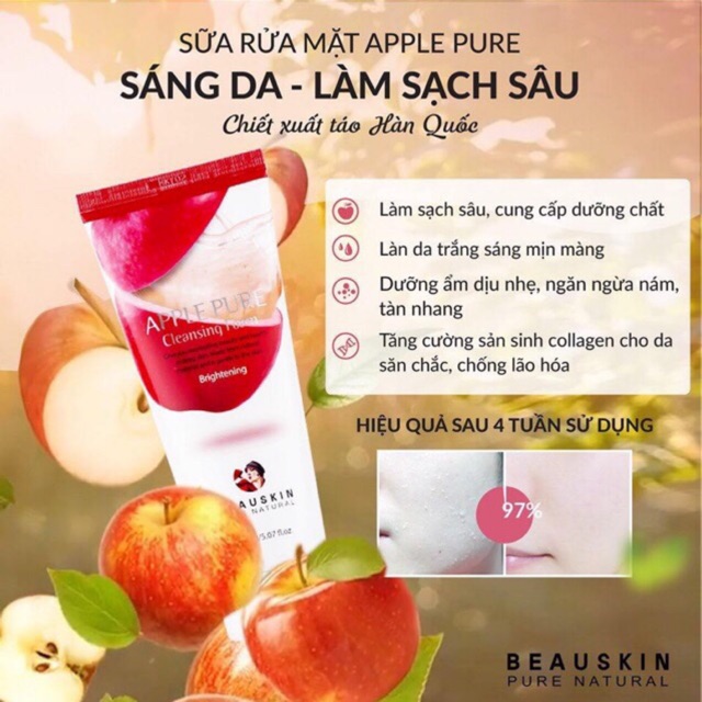 Kem tẩy da chết mặt và toàn thân chiết xuất táo đỏ Apple White Peeling Gel Beauskin Hàn quốc ( 150ml)-