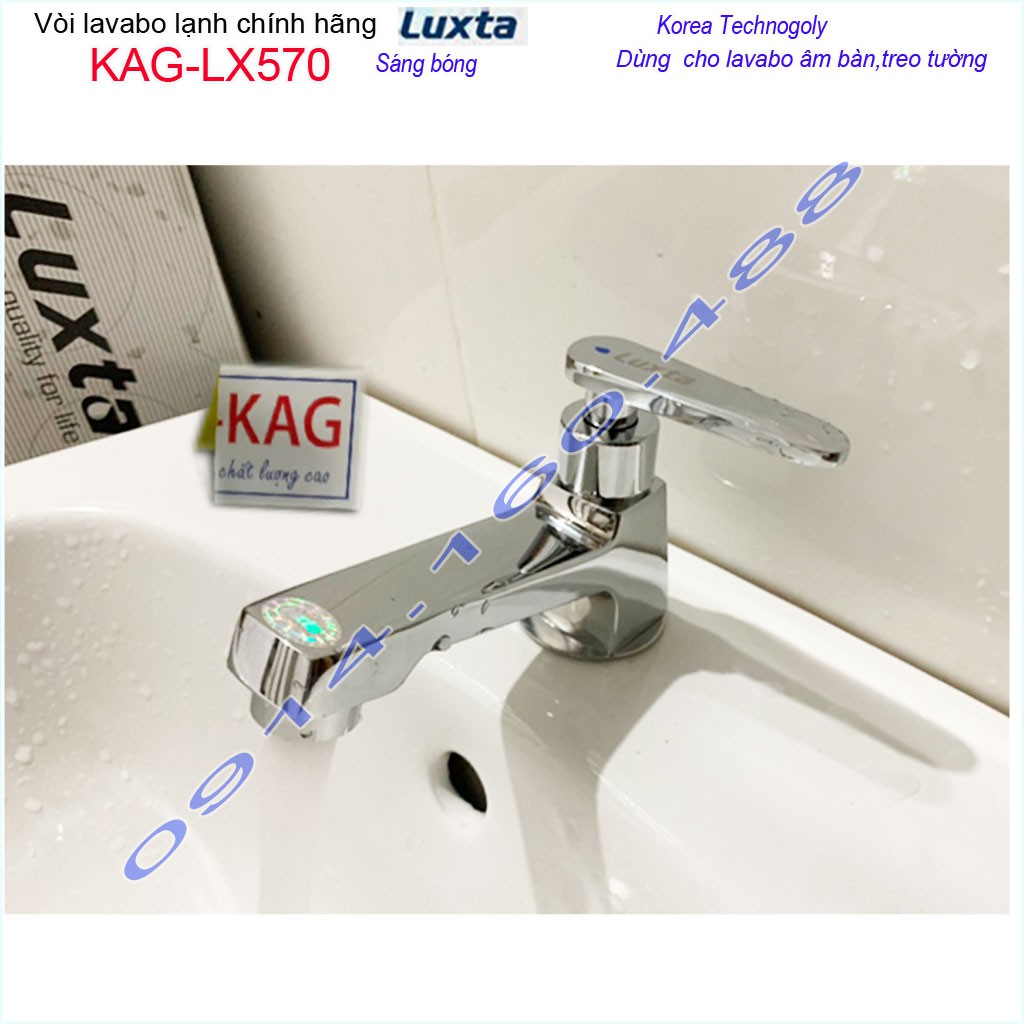 Vòi lavabo lạnh Luxta KAG-LX570 tay gạt, Vòi chậu rửa nước mạnh chrome bóng thiết kế đẹp chất lượng siêu bền