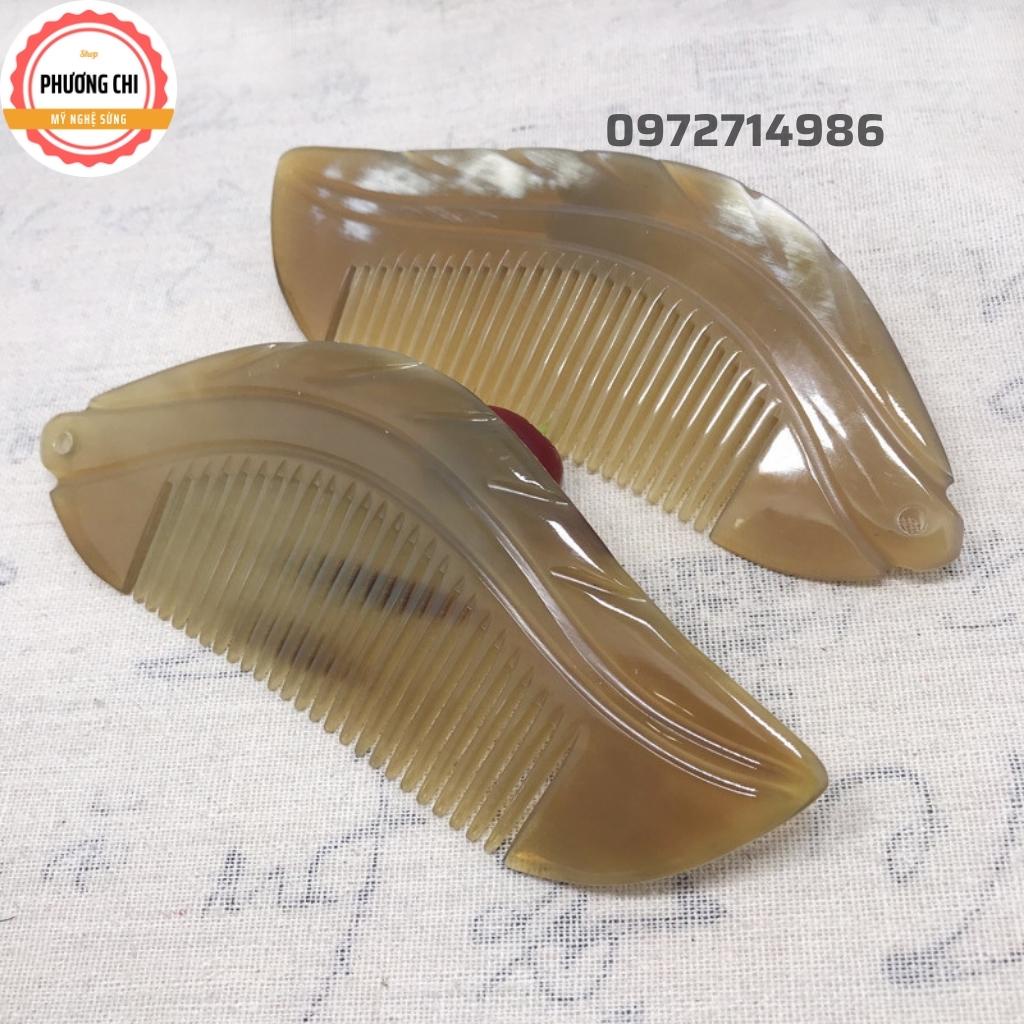 Lược sừng hình lá cây loại đẹp chải êm, lược chải tóc gỡ rối massage đầu | Mỹ nghệ phương chi