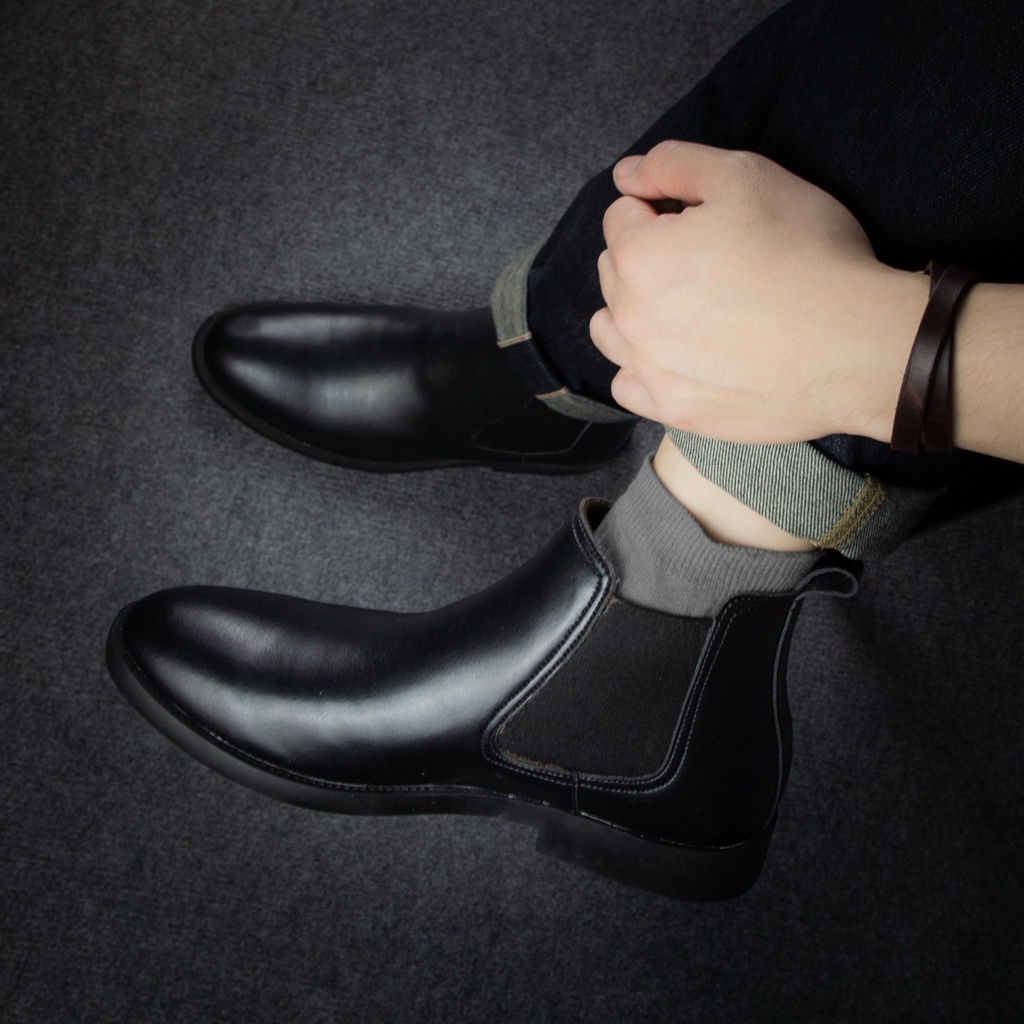 [TẶNG TẤT CAO CỔ] Giày Chelsea Boots Da Sần Chống nước, Phiên bản Cổ lửng tiện lợi, Đế cao su non nguyên khối | BigBuy360 - bigbuy360.vn