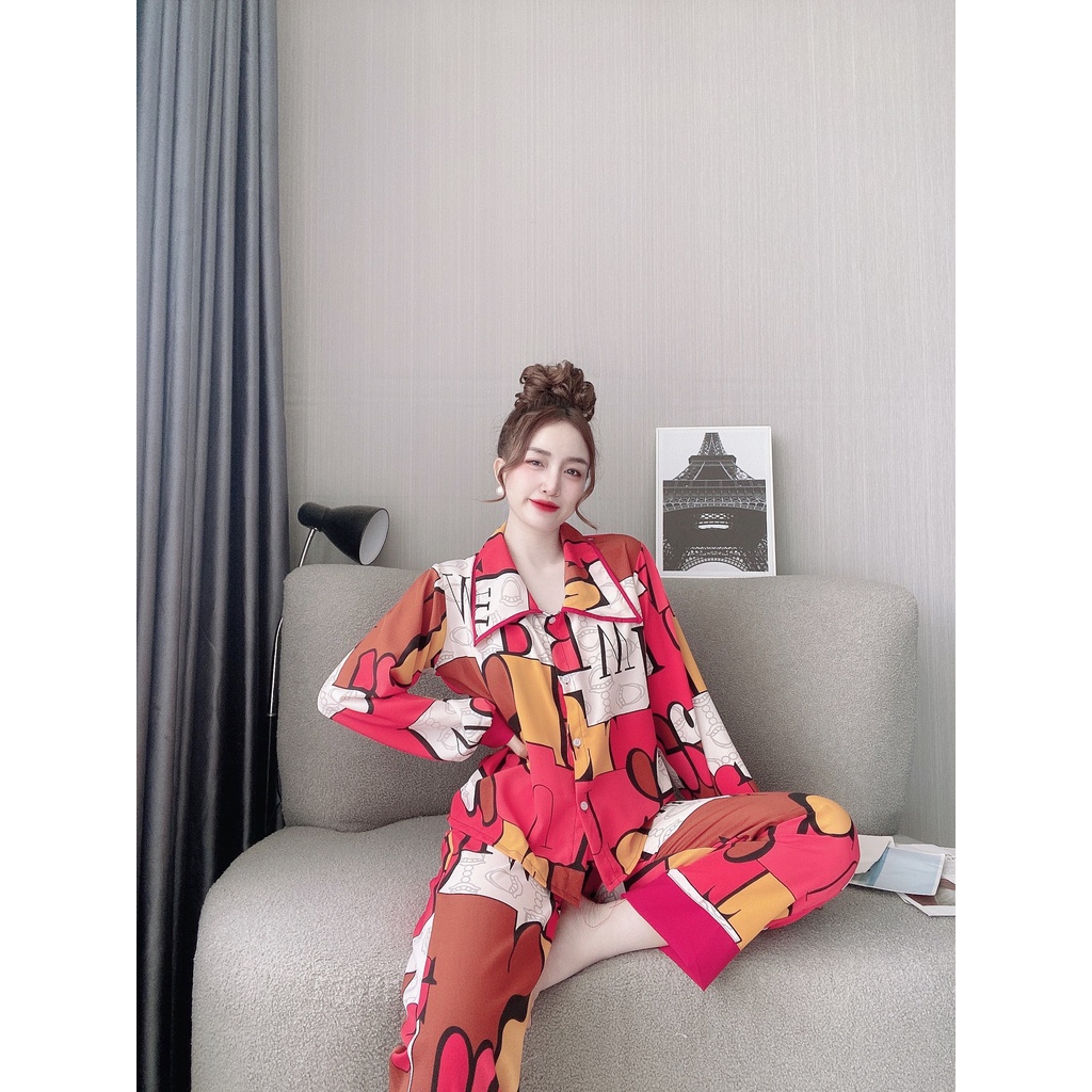 Đồ Bộ Nữ Mặc Nhà Tay Dài Quần Dài Lụa Mềm Mịn - MOMOSA Shop