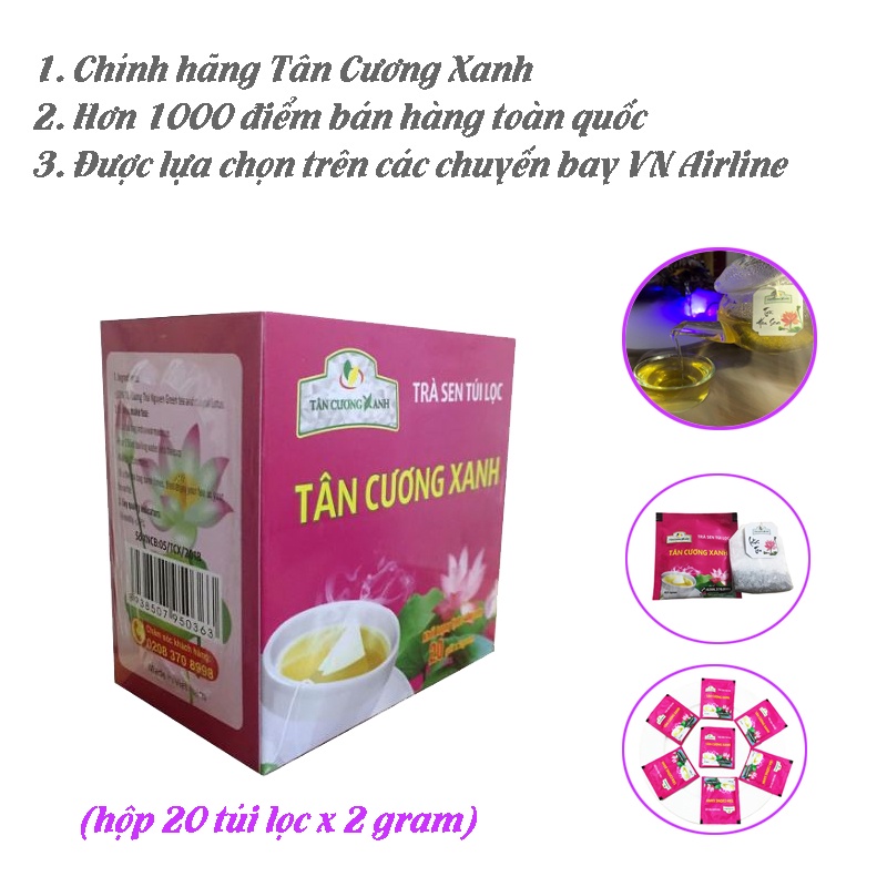 [GIAO 2H HCM] Trà sen túi lọc Tân Cương Xanh - Trà ướp hương sen, hương thơm đậm đà, hậu vị thơm, tiêu chuẩn ATTP