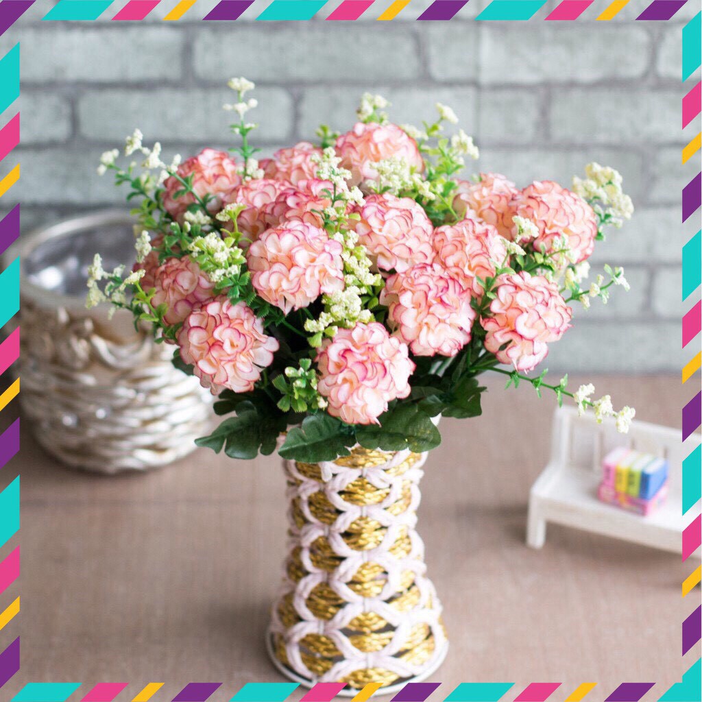 [Có sẵn] Chùm Hoa Cẩm Tú Cầu 5 bông siêu dễ thương - Hoa giả bằng lụa cao cấp đẹp như hoa thật - Trang trí để bàn