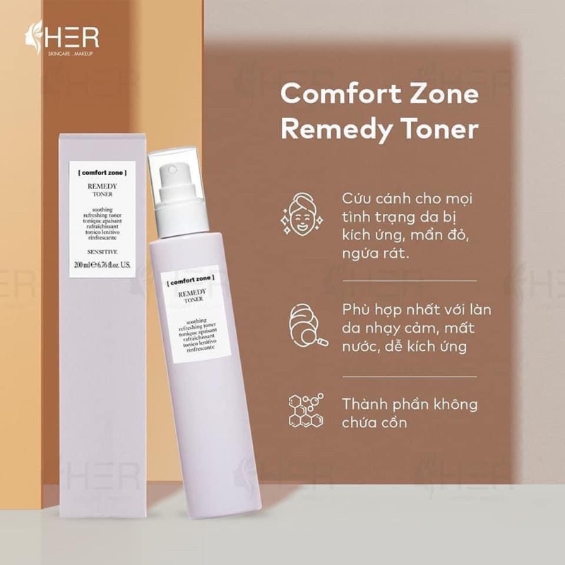 Nước hoa hồng dạng xịt Comfort Zone Remedy Toner làm dịu mát da 200ml (nhật khẩu chính hãng)