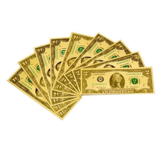 Tiền 2 Usd Plastic Mạ Vàng