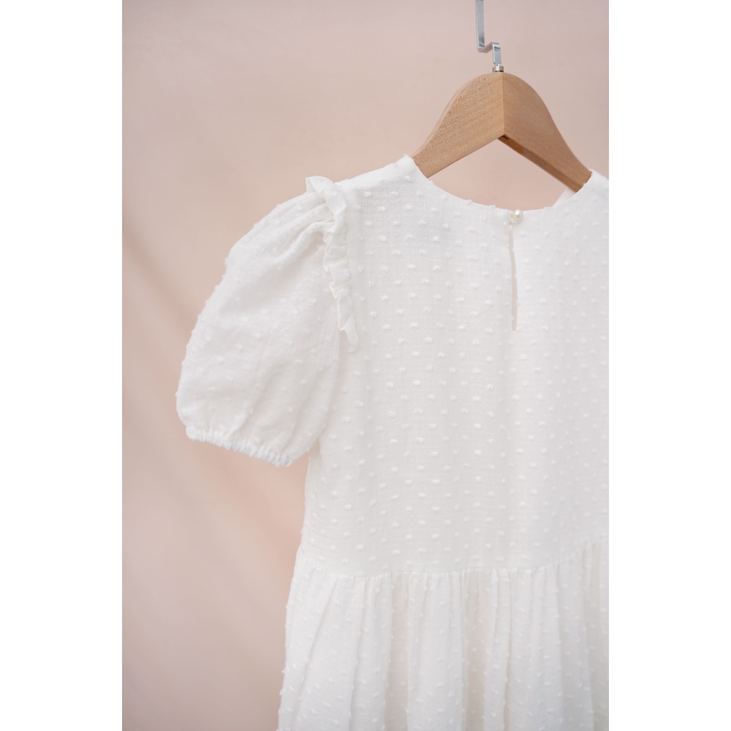 Đầm thiết kế bé gái CRABIE babydoll cộc tay bèo nhún công chúa xinh xắn - Suzy dress - Trắng