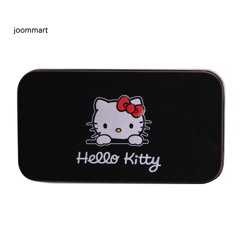 Bộ 7 cọ trang điểm kem nền/má hồng/phấn mắt kèm hộp đựng họa tiết Hello Kitty tiện lợi dễ thương