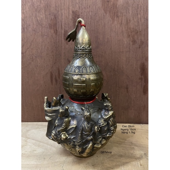Hồ lô bát tiên lớn 28cm bằng đồng phong thuỷ