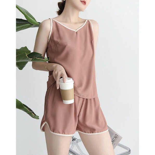 Bộ ngủ lụa hai dây🎀Bộ đồ Pijama nữ cao cấp Tằm Thái💃 | BigBuy360 - bigbuy360.vn