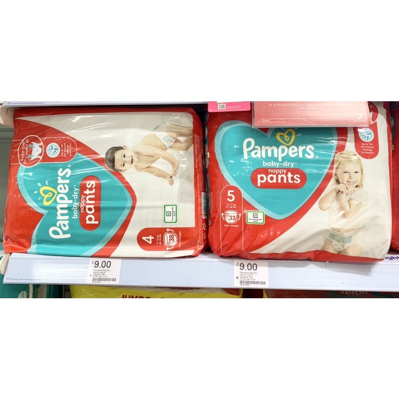 Bỉm quần Pampers UK Baby Dry size 3 (44 miếng) - size 4 (38miếng) - size 5 (33 miếng) - size 6 (28 miếng)