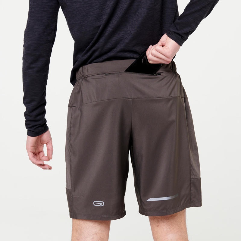 Quần short chạy bộ Decathlon Run Dry+ cho nam - Nâu đen