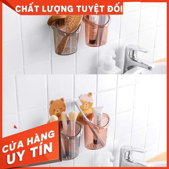 combo 4 Cốc gấu đựng bàn chải kem đánh răng dán tường Master Store