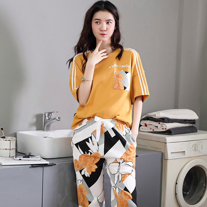 Đồ bộ lửng Quảng Châu cao cấp: Bộ mặc nhà chất chất vải COTTON 100% tự nhiên thông thoáng ngày hè (size M-2XL) | BigBuy360 - bigbuy360.vn