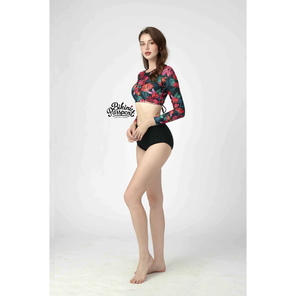 Áo bơi Nữ BIKINI PASSPORT kiểu dáng tay dài, dây lưng- màu Đỏ - BS168_RD