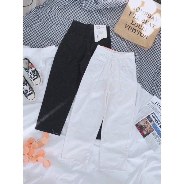 QUẦN BAGGY JEANs NỮ chất kaki lên form chuẩn cực xịn (màu Đen/Trắng/Jean)