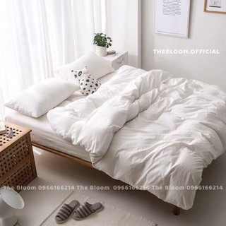 Set Chăn Ga Gối Cotton Poly 4 Món - Trắng Trơn