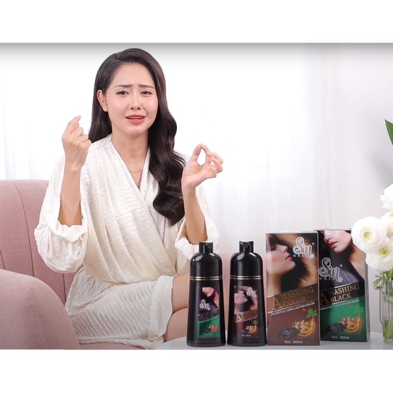 Dầu Gội Phủ Bạc Sin Hair, Phủ Bạc Đen Tóc, Nâu Tóc Từ Lần Gội Đầu Tiên, Lên Màu Nhanh Chóng, Lâu Phai Màu