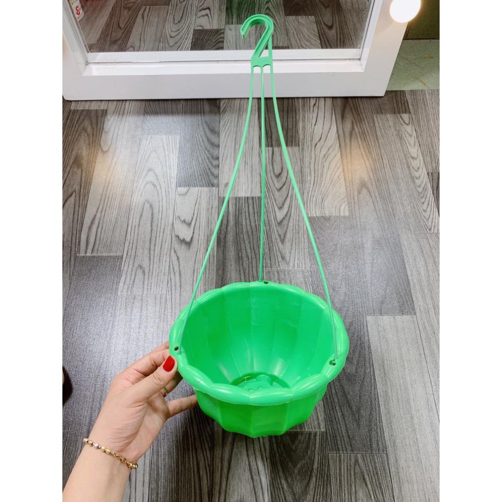 Chậu nhựa treo bí trồng hoa, cây cảnh kèm dây treo, cỡ To hàng loại 1 dày đẹp.