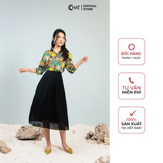 Chân váy xoè dập ly thẳng CCHAT